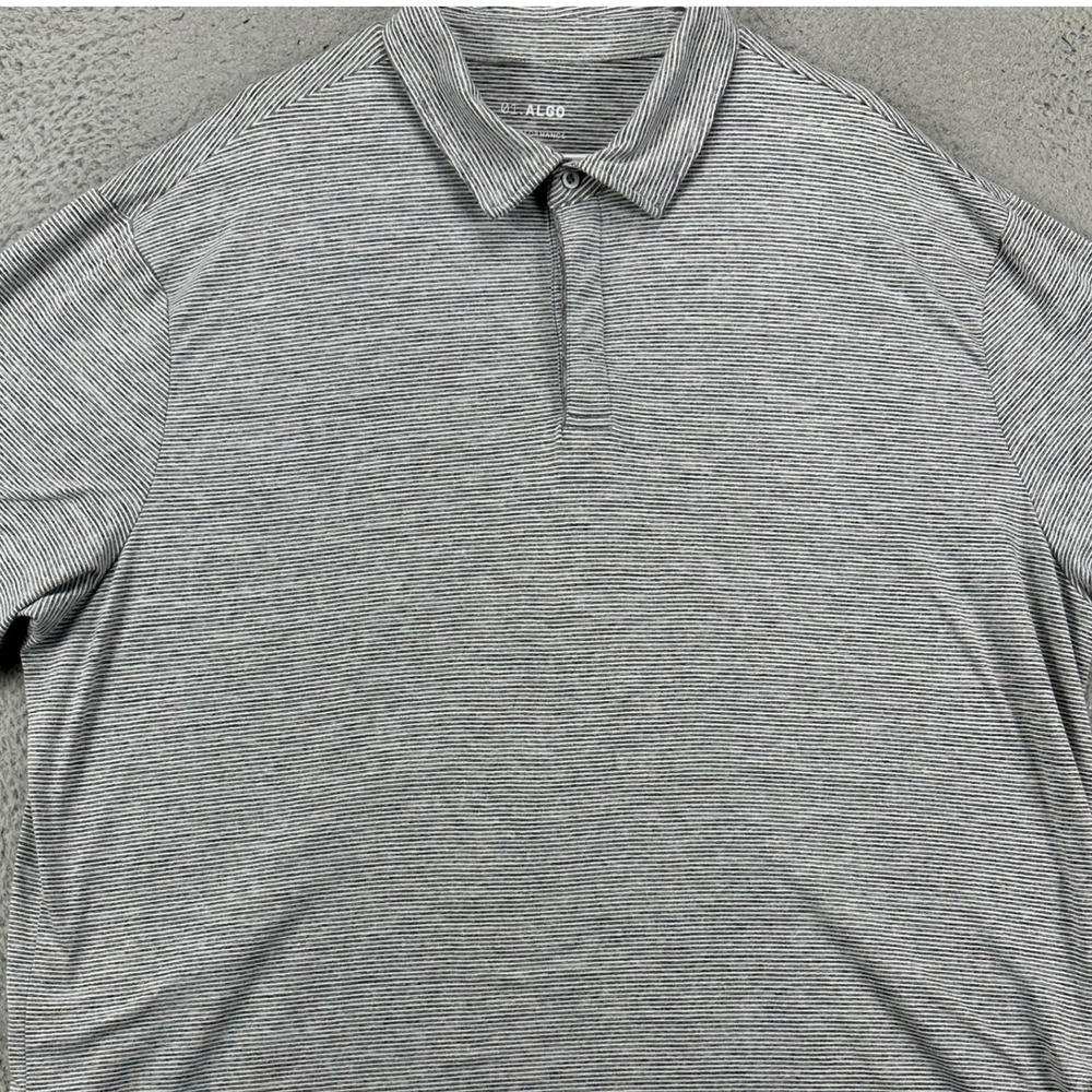 Algo Mens Performance Tech Polo Shirt 3XL Grey Stripes Quick-Dry Wicking Rugby